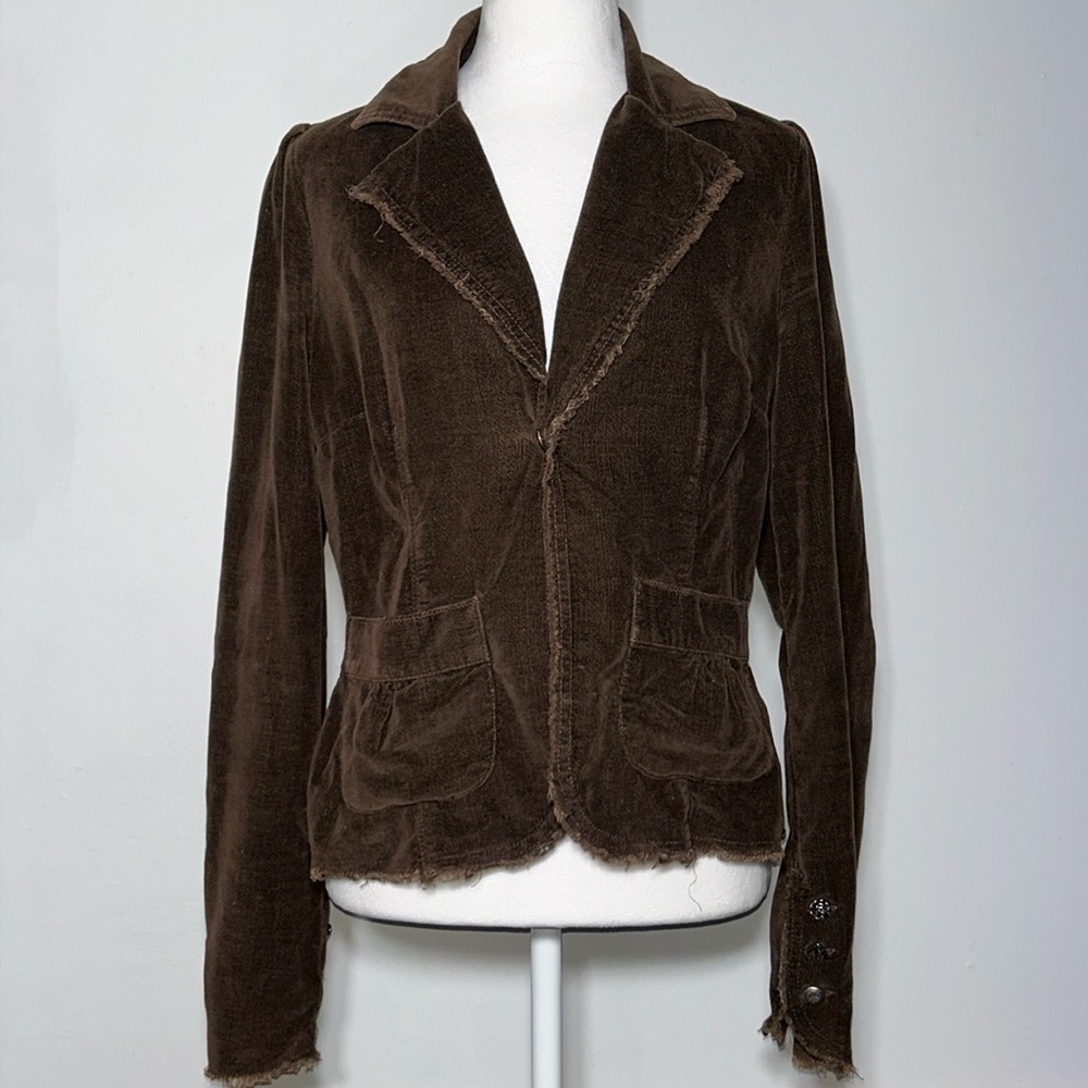 Free People brown corduroy jacket with unique buttons on cuff